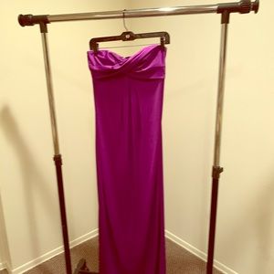 Strapless twist front bandeau cocktail long dress